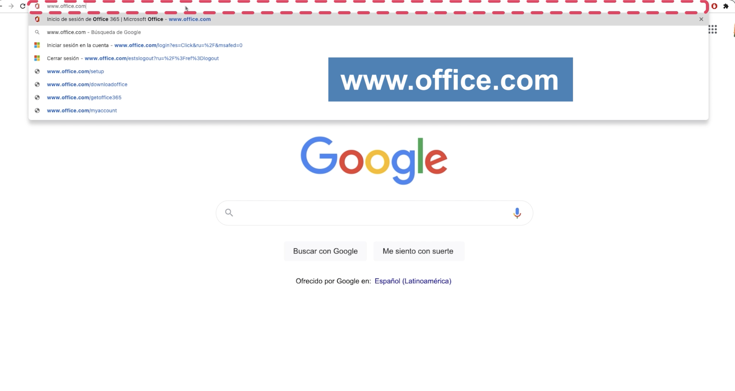 Abre Office desde tu navegador.